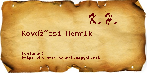 Kovácsi Henrik névjegykártya